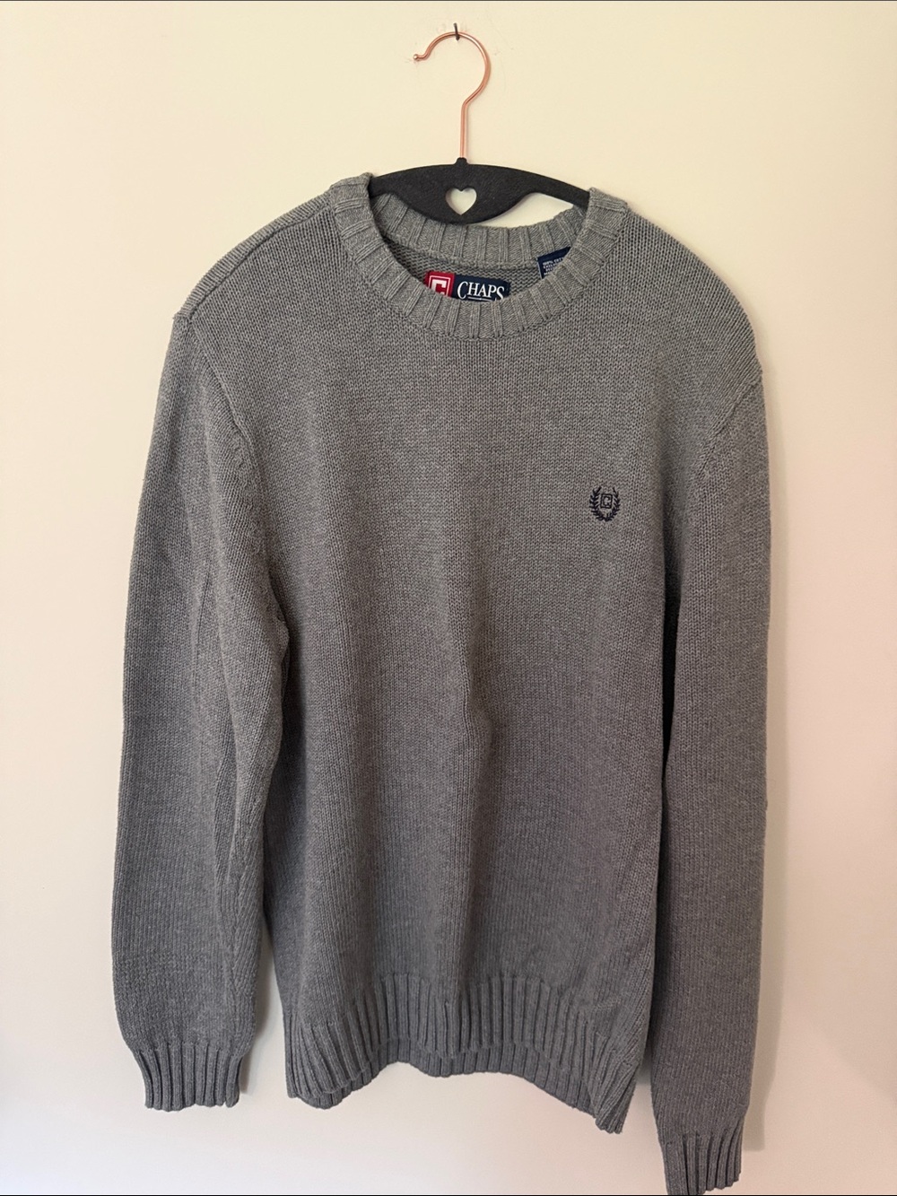 Chaps Men's Gray Crewneck Knit Sweater